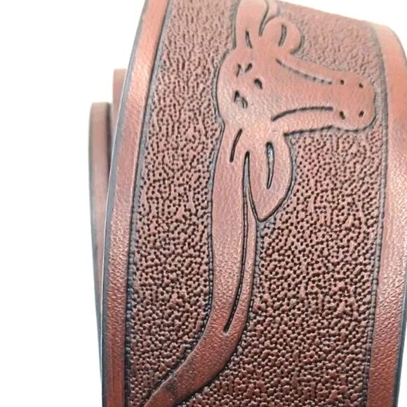 Womens Longhorn Vegan Leather Belt Waist Size 29 To 35 Brown New - Picture 10 of 10